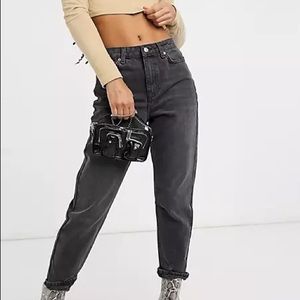 topshop washed black mom jeans